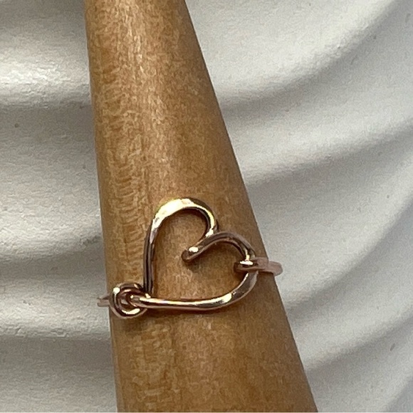 Artisan Jewelry - Heart Wire Wrap Ring in 14k Rose Gold